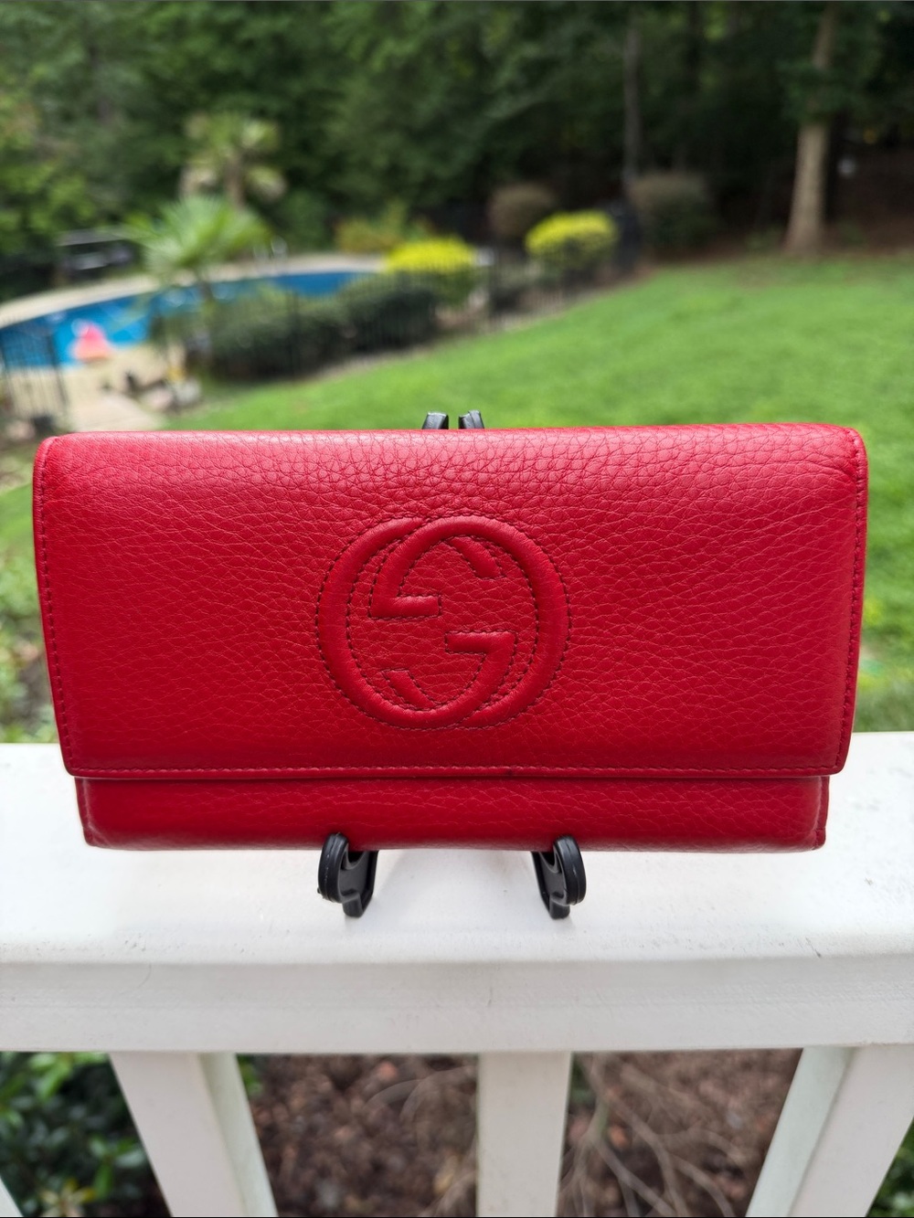 Gucci Authentic Red Pebbled Leather Continental Wallet - Picture 9 of 17